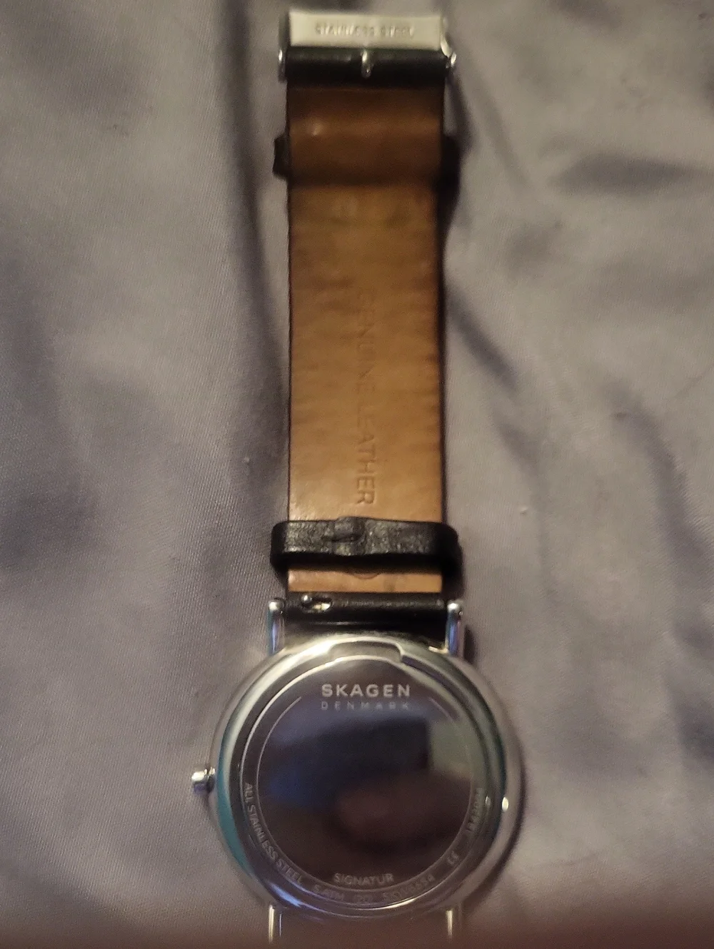 Skagen Denmark Signature Black Unisex Watch Quartz Movement Leather Strap